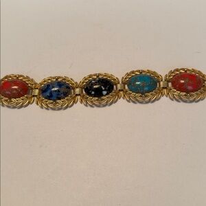 Vtg Emmons Chucky Gold-Tone Bright Beaded Statement Bracelet